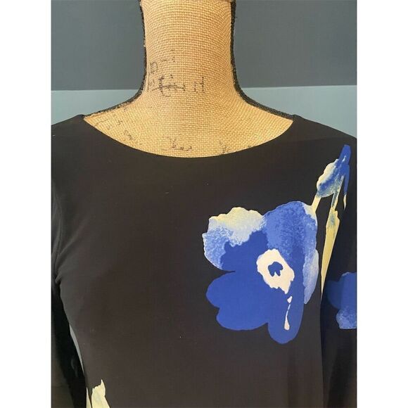 Lauren Ralph Lauren Women's Petite Floral Bell Sleeve Dress Black Size 6P - Picture 2 of 11